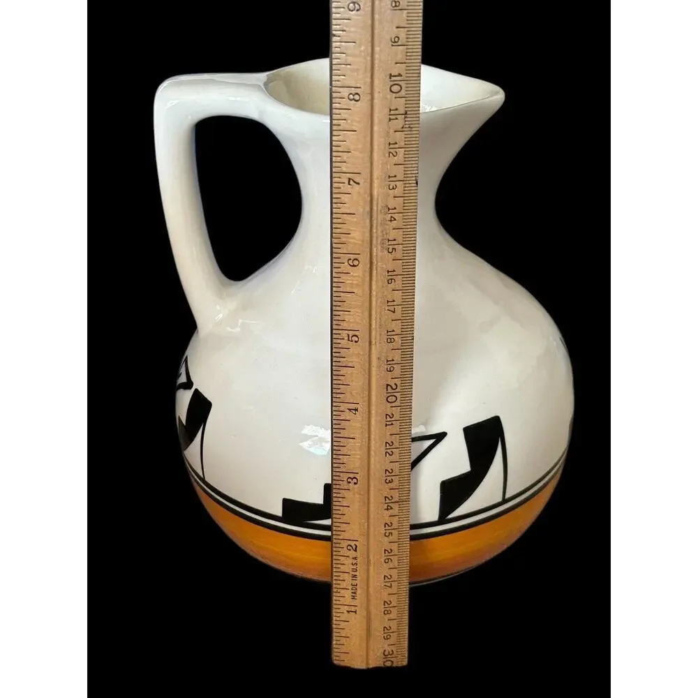 Native American Handmade Large Glazed Pottery Jug Vase Navajo ARTIST SIGNED